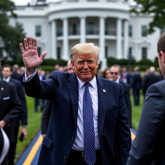 Donald Trump walking to the White House after election victory, symbolizing his return to office.